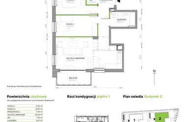 Rzut - Mieszkanie na sprzedaż 3 pokoje o powierzchni 62,7 m² - numer III.1/2/13 w Via Flora