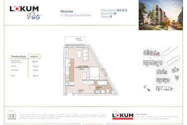 Rzut - Mieszkanie na sprzedaż 1 pokój o powierzchni 40,8 m² - numer N1-0-2 w Lokum Porto etap V bud. N