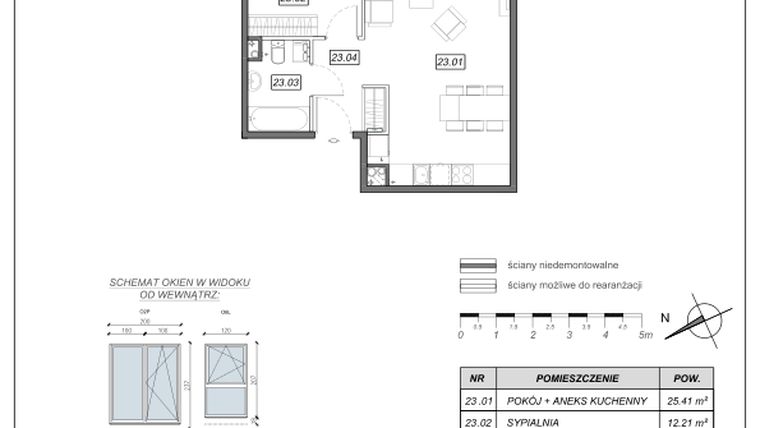 Rzut - Mieszkanie na sprzedaż 2 pokoje o powierzchni 45,92 m² - numer 4.A.23 w Nowe Południe bud. 4