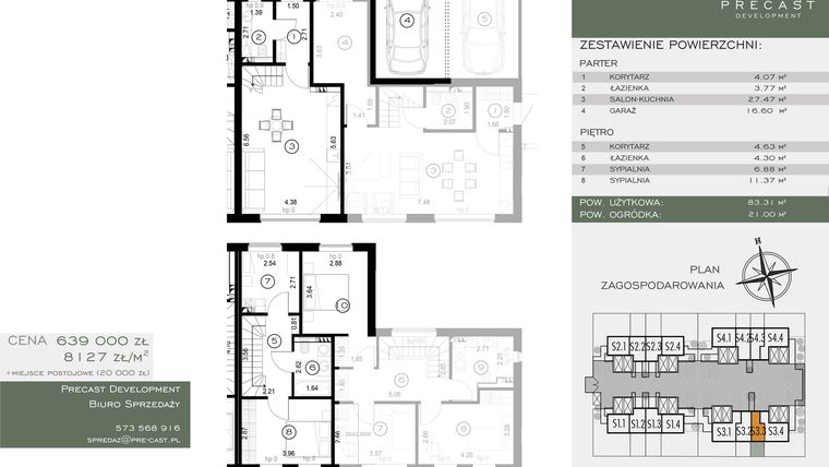 Rzut - Dom na sprzedaż 4 pokoje o powierzchni 78,63 m² - numer S3.3 w Osiedle Sosnowe Łazy