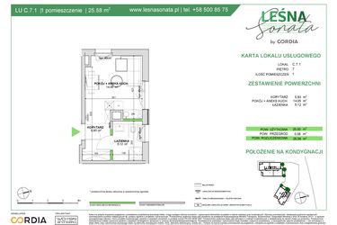 Rzut - Lokal użytkowy na sprzedaż 1 pokój o powierzchni 25,6 m² - numer LU.C.7.1 w Leśna Sonata