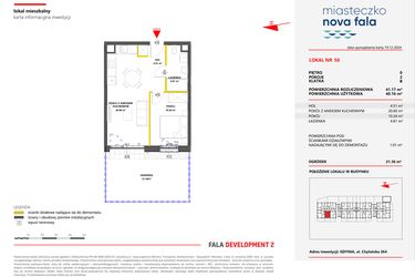 Rzut - Mieszkanie na sprzedaż 2 pokoje o powierzchni 41,17 m² - numer 56 w Miasteczko Nova Fala