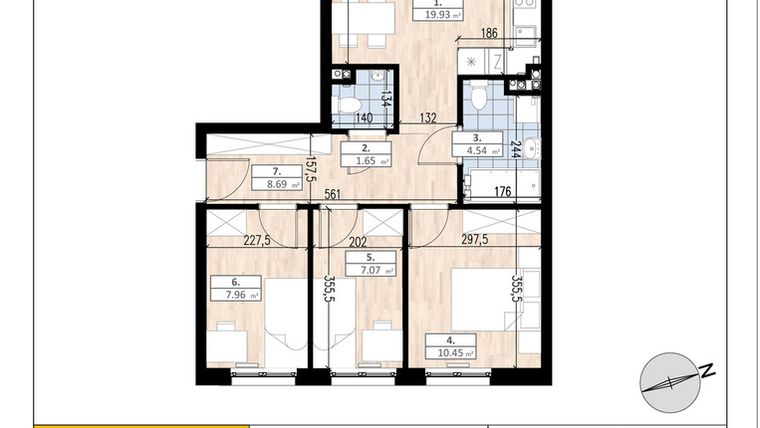 Rzut - Mieszkanie na sprzedaż 4 pokoje o powierzchni 60,48 m² - numer A1/1/3 w ACCANTO