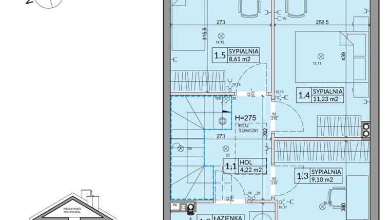 Rzut - Dom na sprzedaż 4 pokoje o powierzchni 82,62 m² - numer 68A w Nova Magdalenka 7 etap VII-VIII