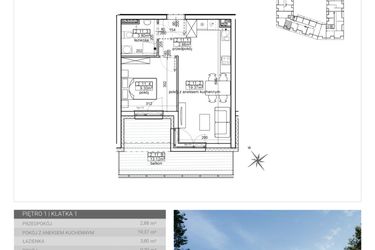 Rzut - Mieszkanie na sprzedaż 2 pokoje o powierzchni 35,35 m² - numer 15 w Wave etap II