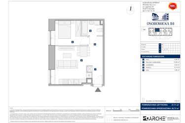 Rzut - Mieszkanie na sprzedaż 2 pokoje o powierzchni 38,73 m² - numer A.3 w Osobowicka 114