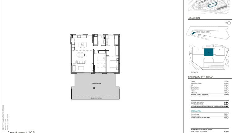 Rzut - Mieszkanie na sprzedaż 2 pokoje o powierzchni 82,56 m² - numer 10B w Quintessence - Marbella