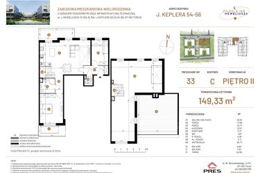 Rzut - Mieszkanie na sprzedaż 6 pokoi o powierzchni 149,33 m² - numer JAR-III-C-LM-M33 w Osiedle JAR Heweliusza etap III
