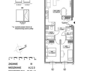Rzut - Mieszkanie na sprzedaż 3 pokoje o powierzchni 65,98 m² - numer A.2.2.3 w Atut III
