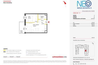 Rzut - Mieszkanie na sprzedaż 2 pokoje o powierzchni 33,78 m² - numer 116 w Neo Nova Ochota 3