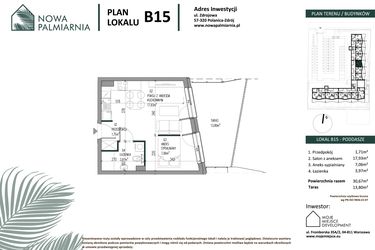 Rzut - Mieszkanie na sprzedaż 1 pokój o powierzchni 30,67 m² - numer B15 w Nowa Palmiarnia