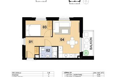 Rzut - Mieszkanie na sprzedaż 2 pokoje o powierzchni 35,42 m² - numer L9 w Green Park Resort III