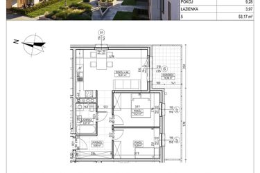 Rzut - Mieszkanie na sprzedaż 3 pokoje o powierzchni 53,17 m² - numer M.B8.00.26 w Osiedle Harmonia bud. B8
