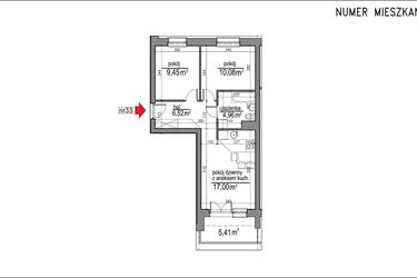 Rzut - Mieszkanie na sprzedaż 3 pokoje o powierzchni 48,01 m² - numer 3m.33 w Osiedle Rytm etap 2