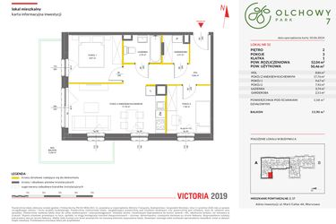 Rzut - Mieszkanie na sprzedaż 3 pokoje o powierzchni 52,04 m² - numer 32 w Olchowy Park VII