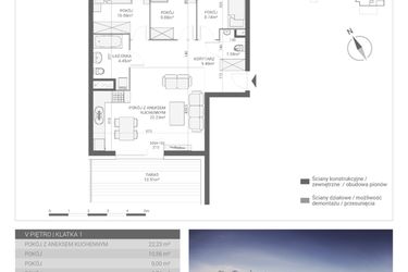 Rzut - Mieszkanie na sprzedaż 4 pokoje o powierzchni 66,05 m² - numer M26 w Apartamenty Przystań bud. F