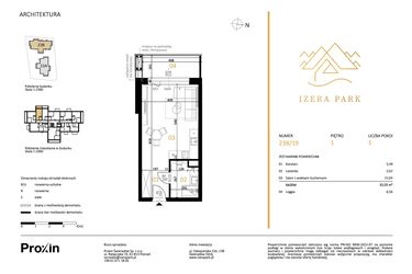 Rzut - Mieszkanie na sprzedaż 1 pokój o powierzchni 32,55 m² - numer 23B/19 w Izera Park