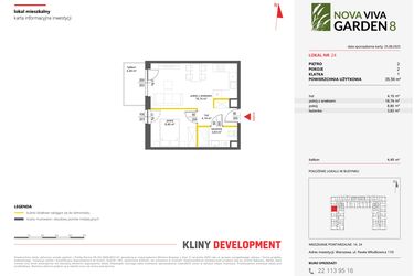 Rzut - Mieszkanie na sprzedaż 2 pokoje o powierzchni 35,56 m² - numer 24 w Nova Viva Garden 8