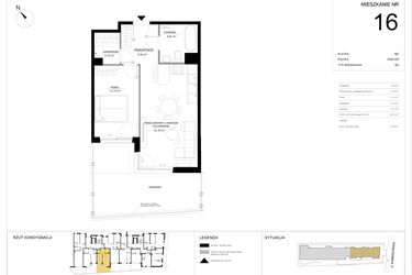 Rzut - Mieszkanie na sprzedaż 2 pokoje o powierzchni 46,41 m² - numer 16 w SILO