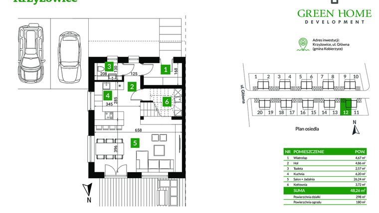 Rzut - Dom na sprzedaż 5 pokoi o powierzchni 104,92 m² - numer 12 w Nowe Krzyżowice II