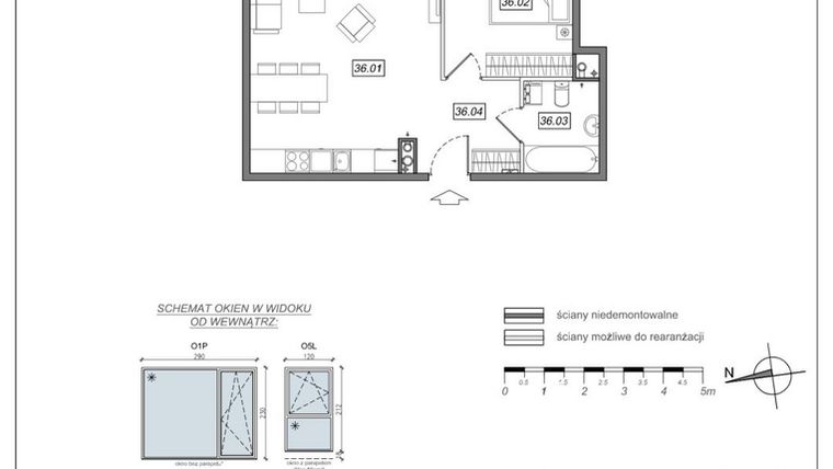 Rzut - Mieszkanie na sprzedaż 2 pokoje o powierzchni 49,21 m² - numer 7.A.36 w Urzeka bud. 6 i 7