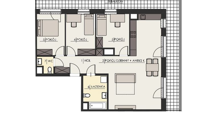 Rzut - Mieszkanie na sprzedaż 4 pokoje o powierzchni 90,07 m² - numer 87 w Osiedle Platinum III