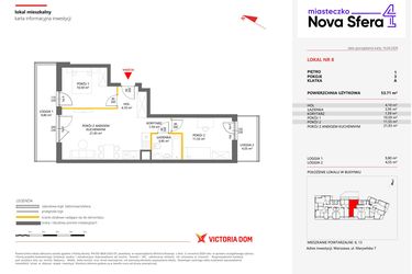 Rzut - Mieszkanie na sprzedaż 3 pokoje o powierzchni 53,71 m² - numer 8 w Miasteczko Nova Sfera 4