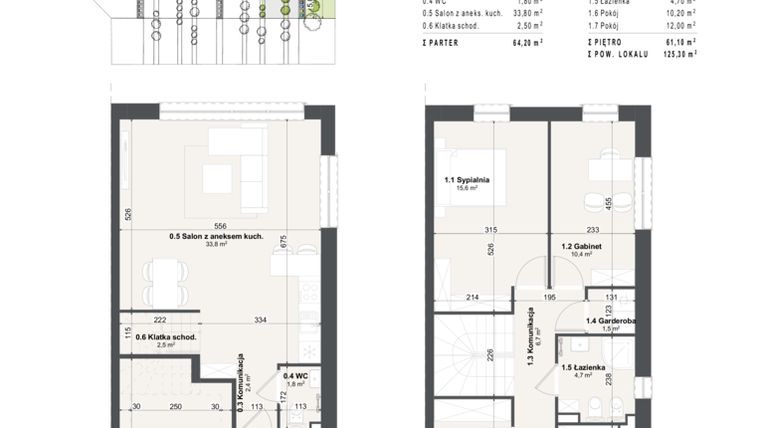 Rzut - Dom na sprzedaż 5 pokoi o powierzchni 115,2 m² - numer 2b w Domy na Przylesiu etap II