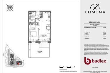 Rzut - Mieszkanie na sprzedaż 2 pokoje o powierzchni 43,93 m² - numer C2.05 w Lumena