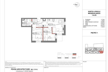 Rzut - Mieszkanie na sprzedaż 3 pokoje o powierzchni 50,87 m² - numer A.3 w Piaseczno Residence