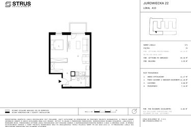 Rzut - Mieszkanie na sprzedaż 1 pokój o powierzchni 44,16 m² - numer 4.A10-172 w Jurowiecka 22