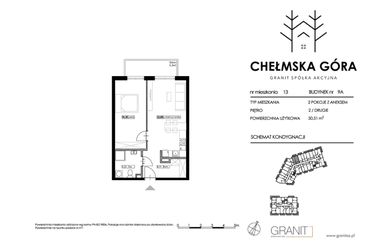 Rzut - Mieszkanie na sprzedaż 2 pokoje o powierzchni 50,69 m² - numer C-9A-M13 w Chełmska Góra
