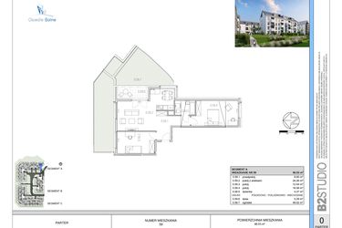 Rzut - Mieszkanie na sprzedaż 3 pokoje o powierzchni 66,53 m² - numer 59 w Osiedle Solne etap II