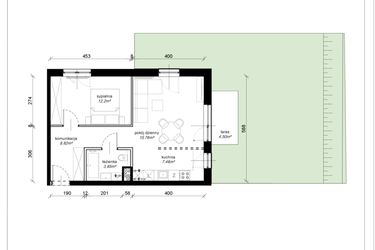 Rzut - Mieszkanie na sprzedaż 2 pokoje o powierzchni 48,09 m² - numer F.0.03.2k w Art.Teo etap 3