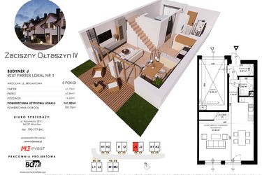 Rzut - Dom na sprzedaż 5 pokoi o powierzchni 141,82 m² - numer J1 w Zaciszny Ołtaszyn IV