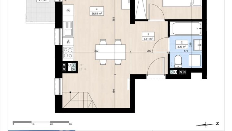 Rzut - Mieszkanie na sprzedaż 2 pokoje o powierzchni 60,21 m² - numer B3/3/39 w Montano bud. B3