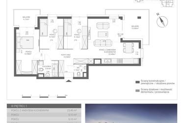 Rzut - Mieszkanie na sprzedaż 4 pokoje o powierzchni 70,76 m² - numer M16 w Apartamenty Przystań bud. F