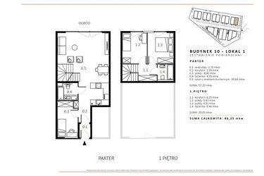 Rzut - Mieszkanie na sprzedaż 3 pokoje o powierzchni 85,22 m² - numer B10/M1 w Wille Estezja