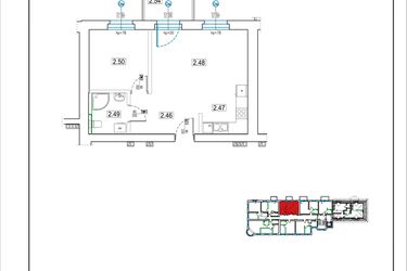 Rzut - Mieszkanie na sprzedaż 2 pokoje o powierzchni 42,57 m² - numer 15 w Kamienica 62