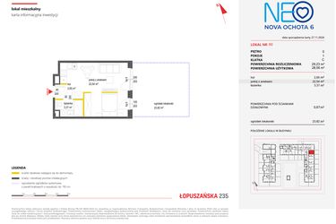 Rzut - Mieszkanie na sprzedaż 1 pokój o powierzchni 29,14 m² - numer 89 w Neo Nova Ochota 6