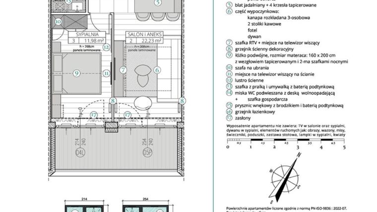 Rzut - Mieszkanie na sprzedaż 2 pokoje o powierzchni 42,84 m² - numer A.2.7 w Remedium