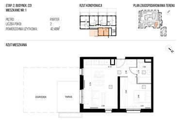 Rzut - Mieszkanie na sprzedaż 2 pokoje o powierzchni 42,48 m² - numer 22I/01 w NATURAMA II