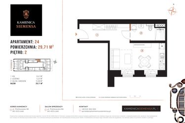 Rzut - Mieszkanie na sprzedaż 1 pokój o powierzchni 29,71 m² - numer 24 w Kamienica Siemensa