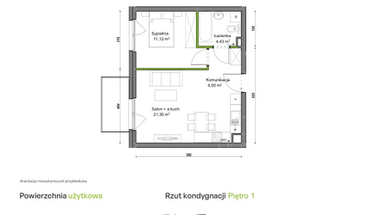 Rzut - Mieszkanie na sprzedaż 2 pokoje o powierzchni 40,85 m² - numer C2/E/04 w Orawska Vita