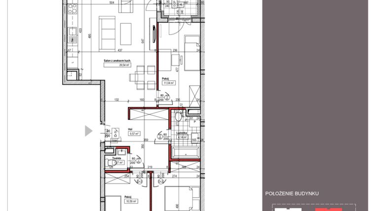 Rzut - Mieszkanie na sprzedaż 4 pokoje o powierzchni 81,61 m² - numer B3 w Makowe Tarasy