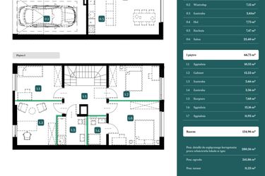 Rzut - Dom na sprzedaż 5 pokoi o powierzchni 134,96 m² - numer 2A w Spokojny Wilanów