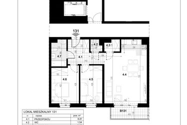 Rzut - Mieszkanie na sprzedaż 3 pokoje o powierzchni 71,51 m² - numer C.131 w Przewóz 4
