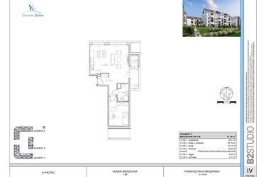 Rzut - Mieszkanie na sprzedaż 2 pokoje o powierzchni 51,79 m² - numer 139 w Osiedle Solne etap II