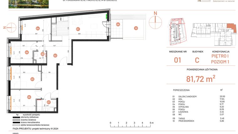 Rzut - Mieszkanie na sprzedaż 2 pokoje o powierzchni 81,72 m² - numer 18.1 w Osiedle Nowe Horyzonty etap II