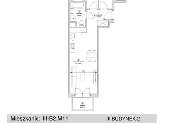 Rzut - Mieszkanie na sprzedaż 2 pokoje o powierzchni 55,03 m² - numer III-B2.M11 w Strefa Cegielnia 3